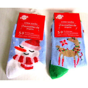 Women’s Holiday Christmas Crew Socks (Chaussettes) Size 5-9 NEW WITH TAGS